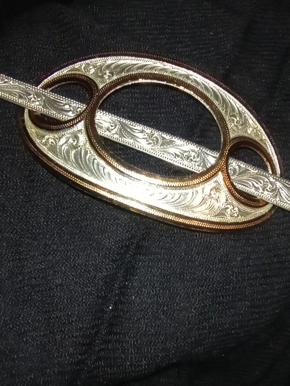 Gold and Silver Engraved Hair Pin-